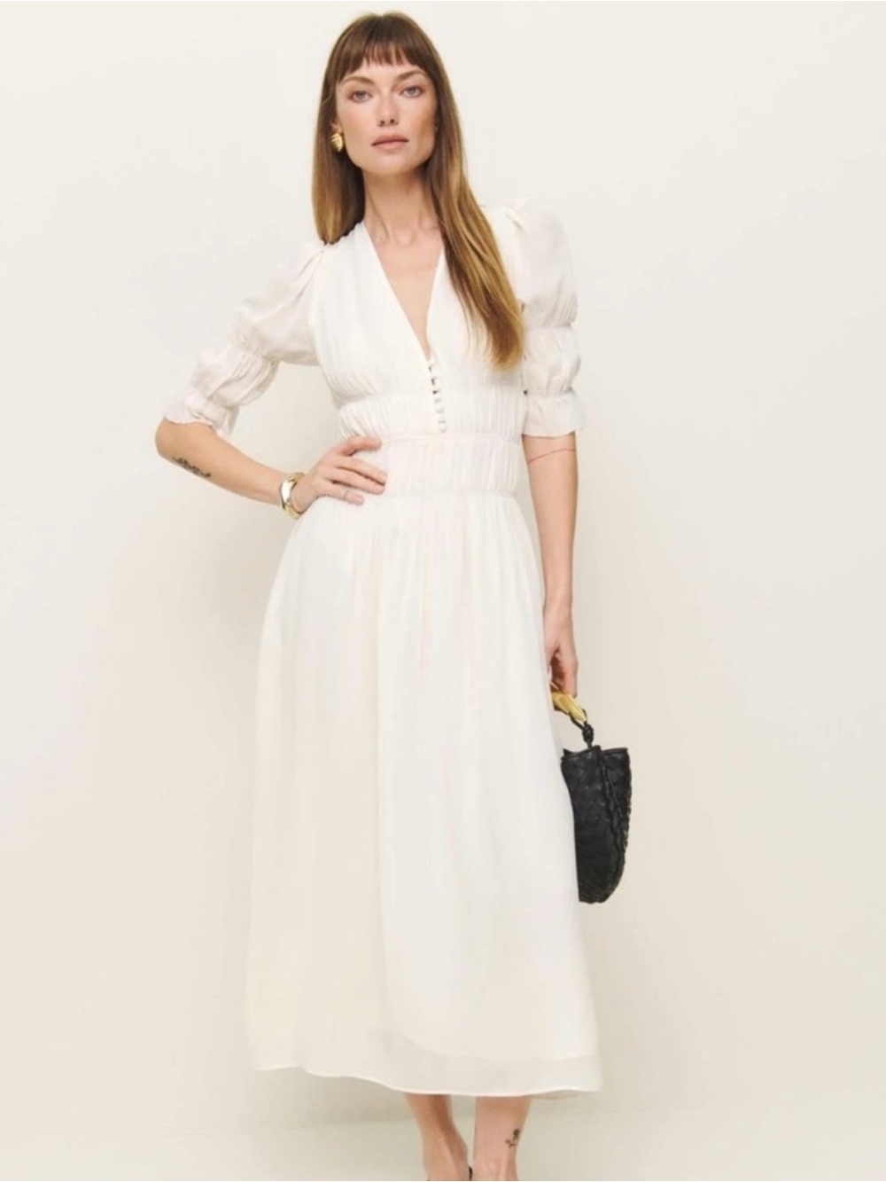 Reformation Off White Cyrus Dress